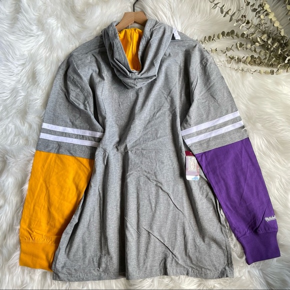 UO Mitchell & Ness Hardwood Classics NBA Lakers Hoodie Long Sleeve Heavy Top L - Picture 13 of 15